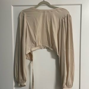 Satin open back long sleeve shirt